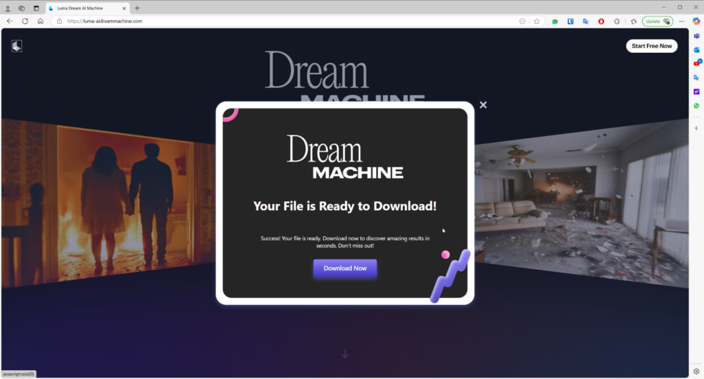 A DreamMachine site dropping the payload