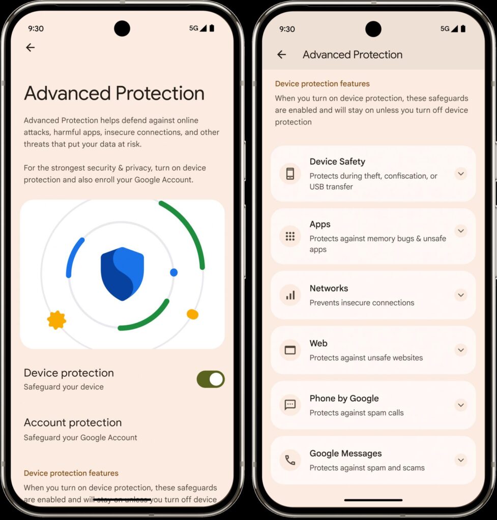 Advanced Protection settings