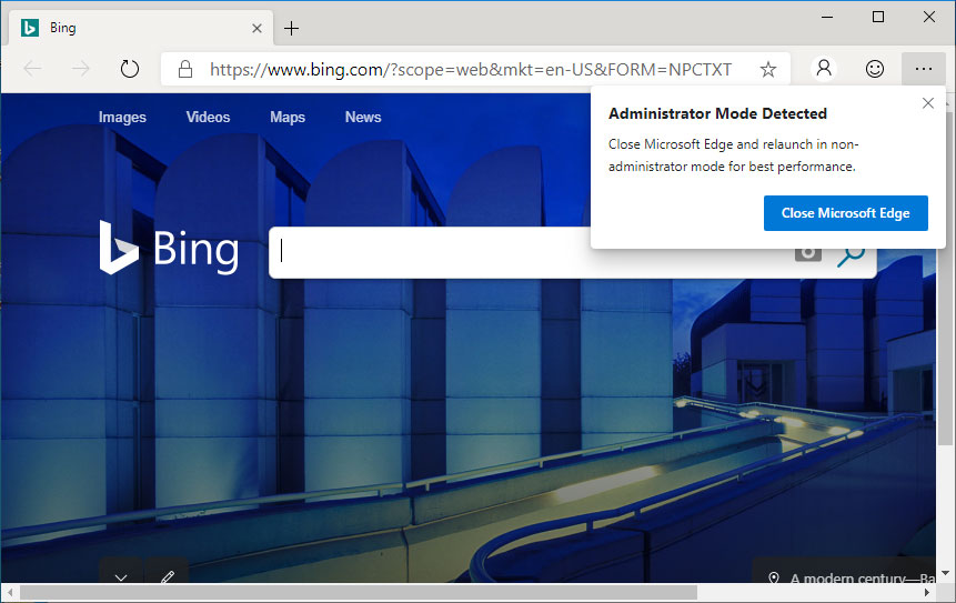 Microsoft Edge alert