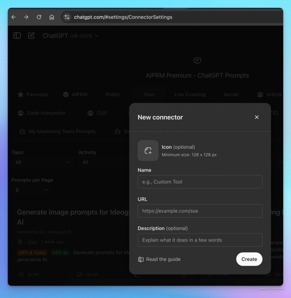 ChatGPT web app tests "Add Connector" to link a new MCP