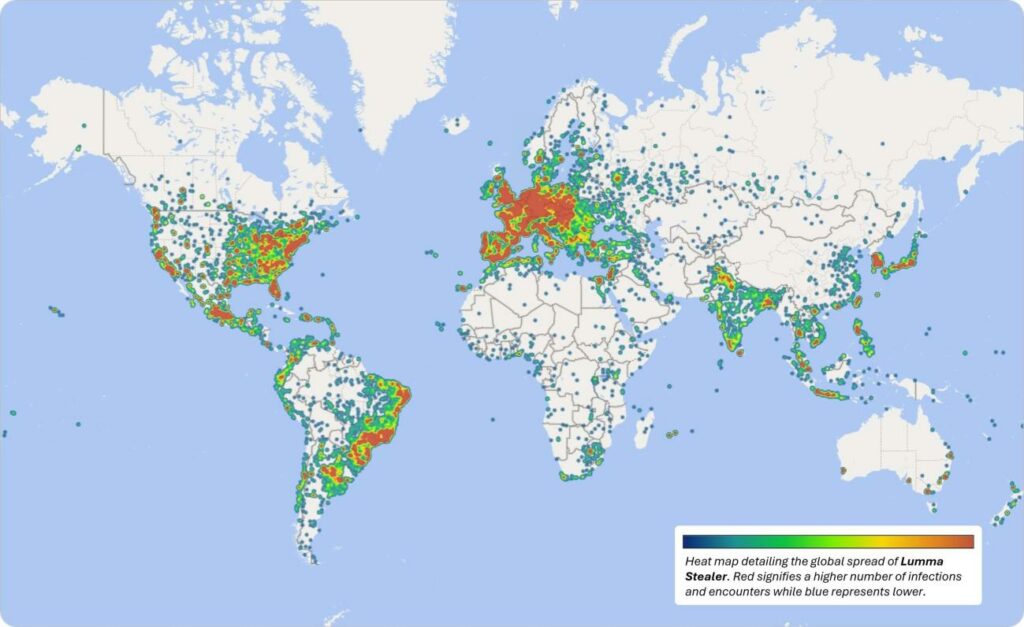Lumma infections heat map (Microsoft)
