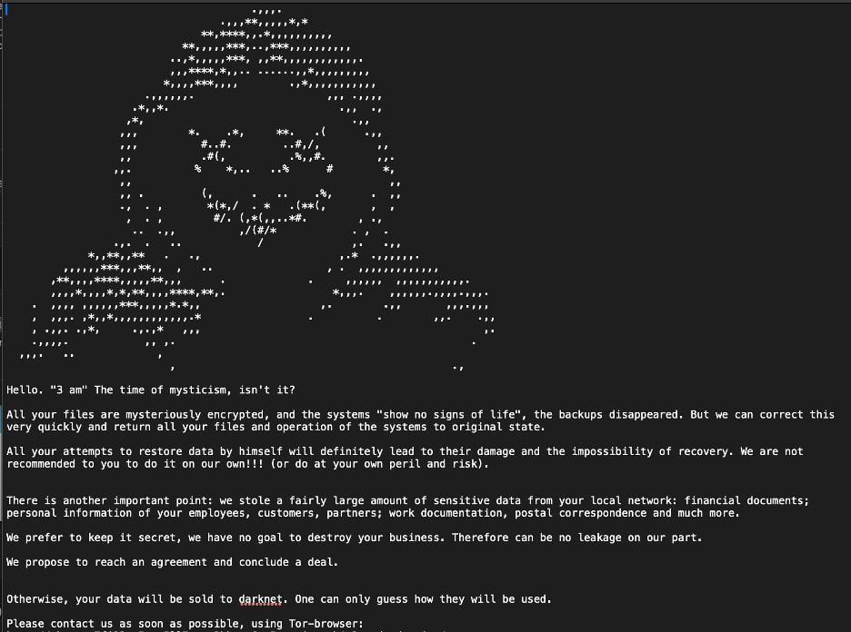 The dropped 3AM ransom note