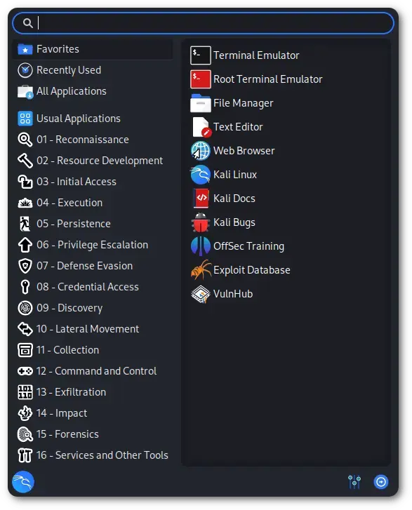 New Kali Linux 2025.2 Menu (Kali Team)