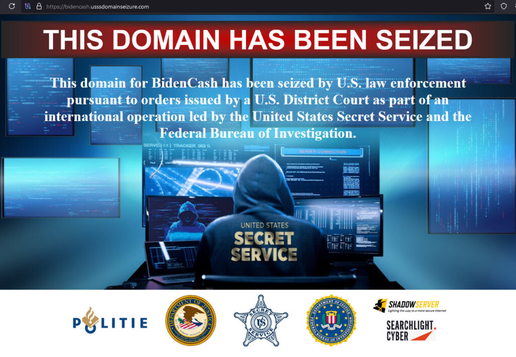 BidenCash dark web domain redirects to USSS domain