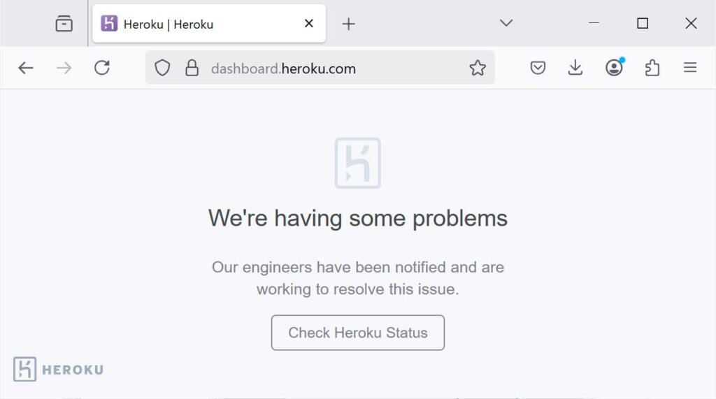 Heroku outage preventing access to the dashboard
