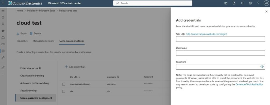 Secure password deployment in M365 admin center (Microsoft)