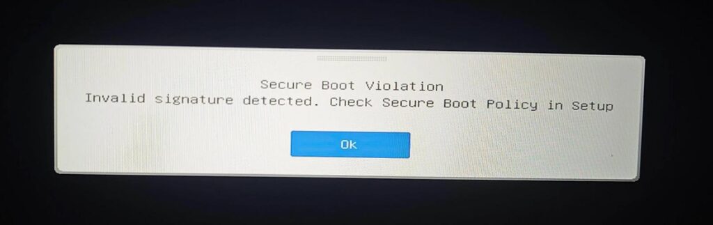 Secure Boot Violation error