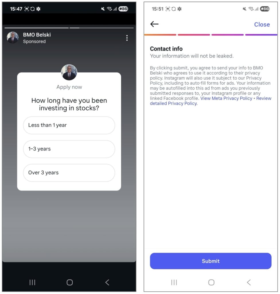 Vague 'BMO Belski' Instagram ads seen collecting your information