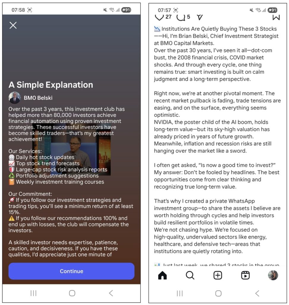 Fake 'BMO Belski' ads play AI deepfake videos 