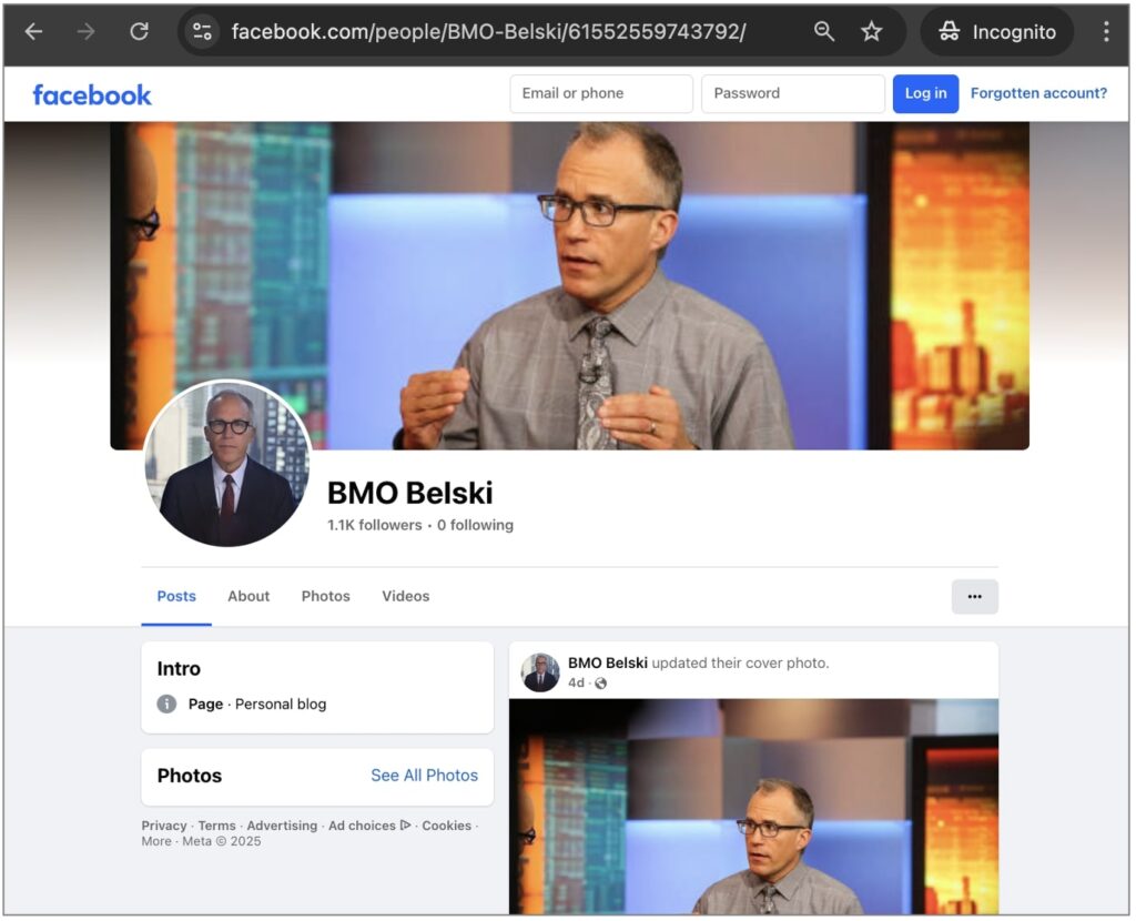 BMO Belski Facebook page has two posts