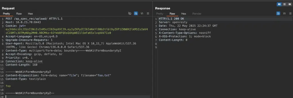 Request to regenerate the JWT using the notfound secret key