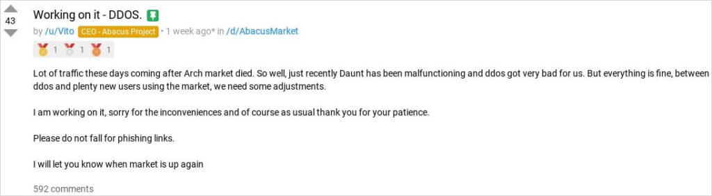 Admin's explanation on Dread