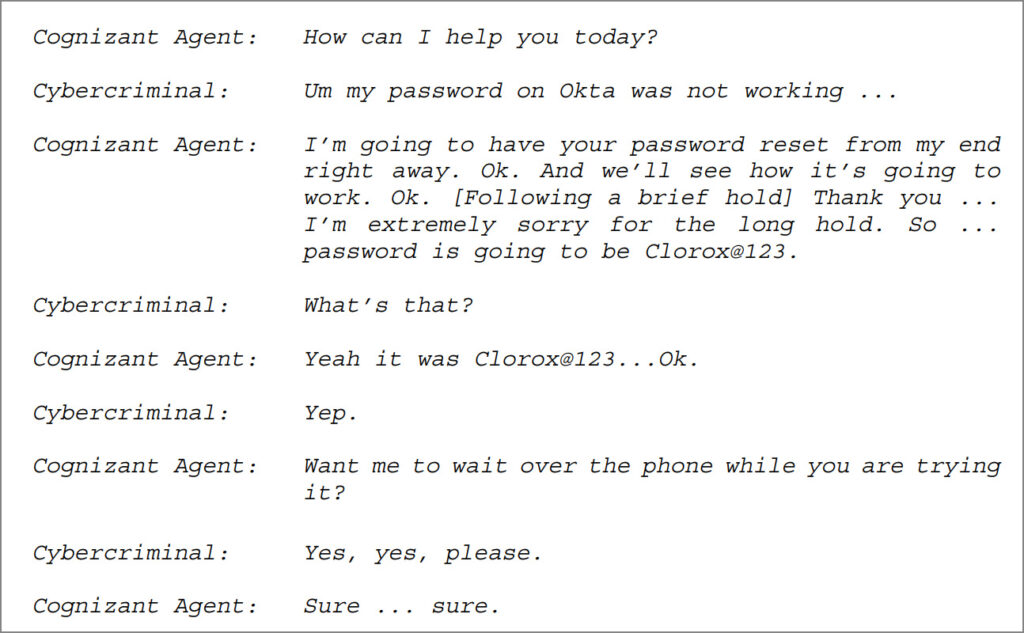 Transcript of call between hacker and service desk