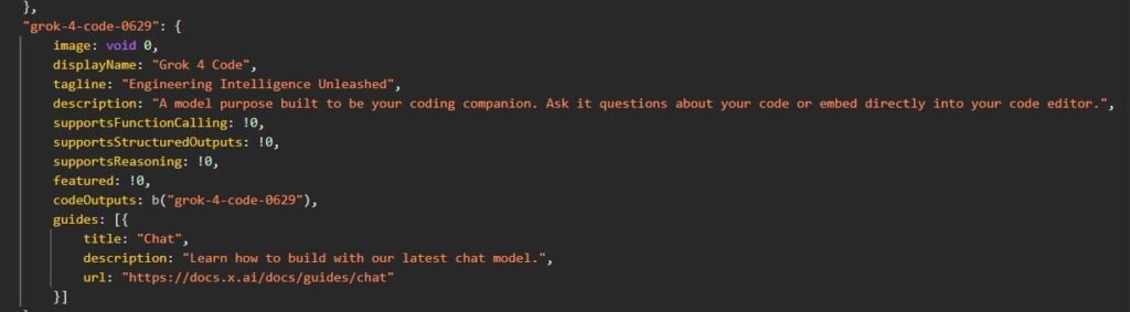 References to Grok 4 Code