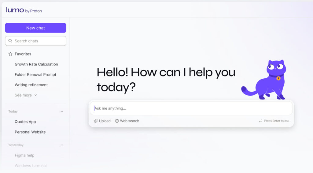 Lumo's main interface