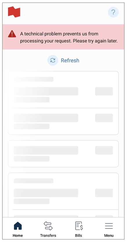 National Bank mobile app down