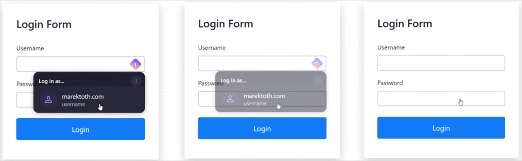 Manipulating the password manager's element opacity