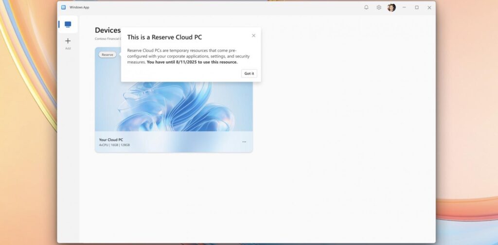 Windows 365 Reserve Cloud PC