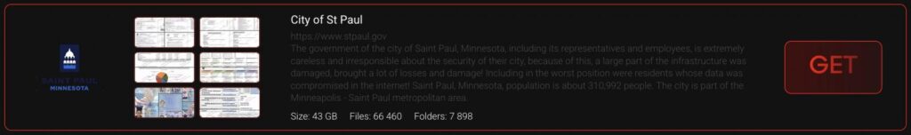 St. Paul entry on Interlock leak site