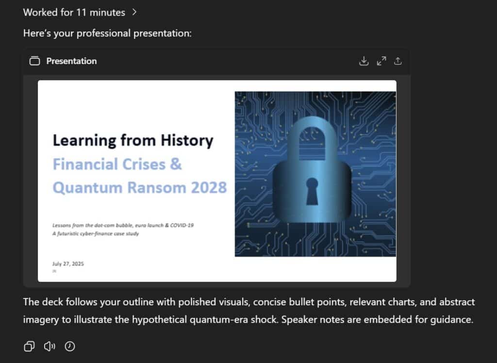 AI Agent created a PowerPoint slide