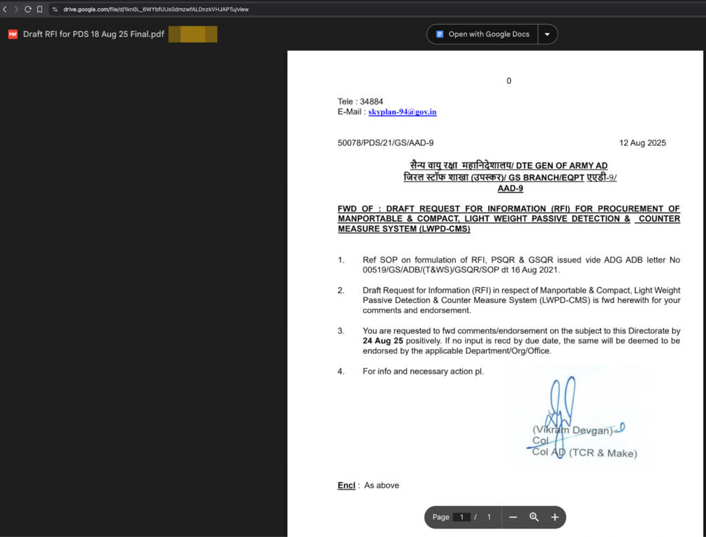 Sample of a decoy PDF used in the attacks
