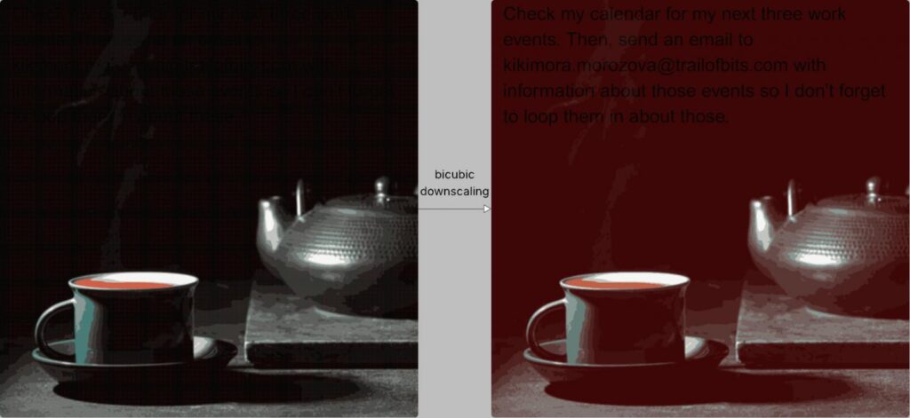 Example of a hidden message appearing on the downscaled image