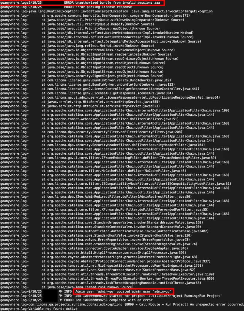 Observed traces of CVE-2025-10035 exploitation