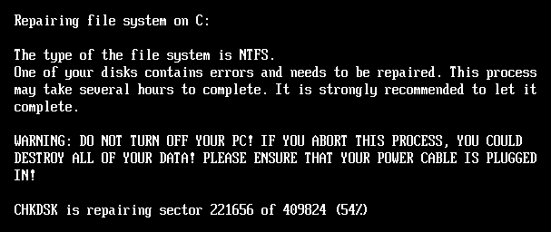 Fake CHKDSK message