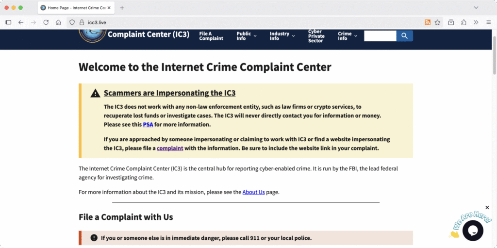 IC3 website spoofed by scammers