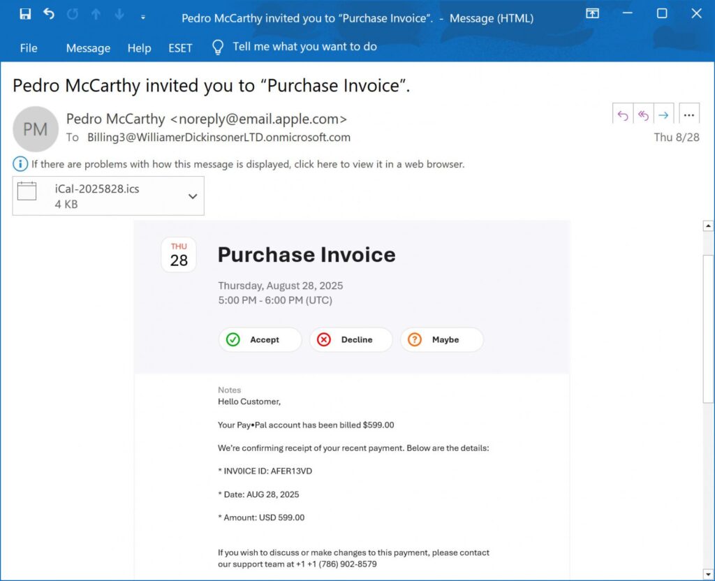 iCloud Calendar invites used for phishing emails