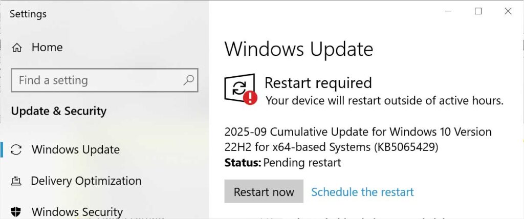 Windows 10 KB5065429 update