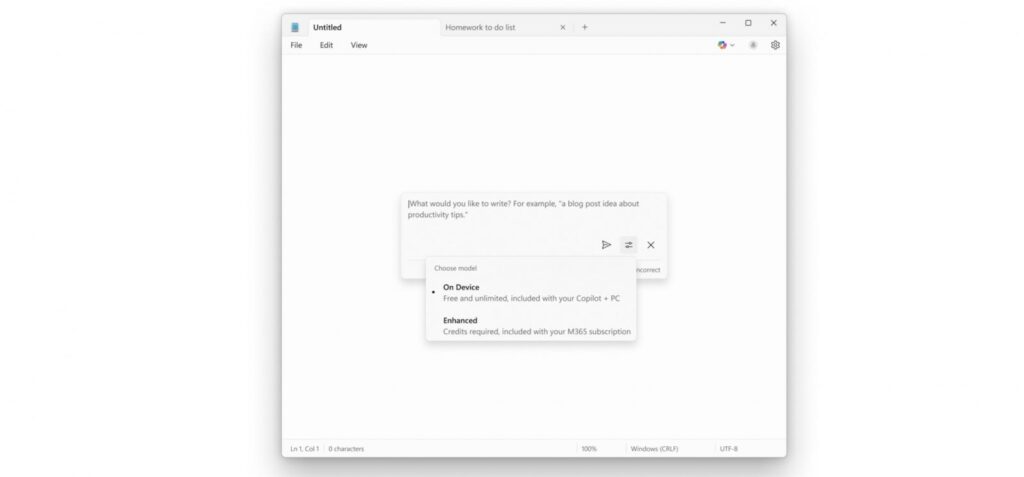Notepad on Copilot+ PC (Microsoft)