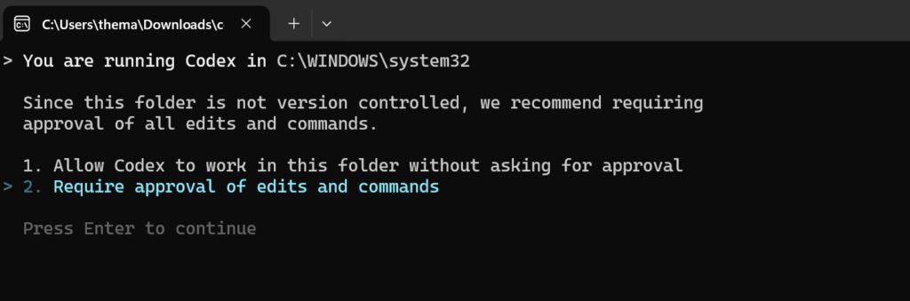 Codex in Windows Terminal