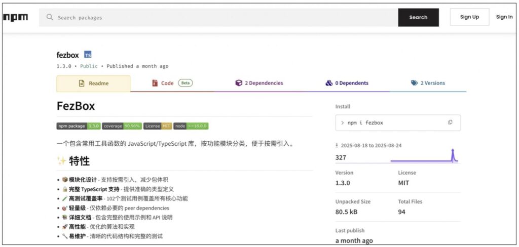 fezbox malicious package on npmjs.com