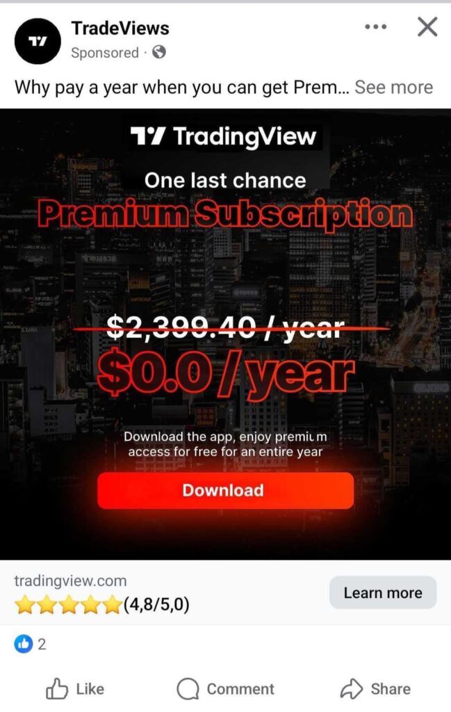 Fake TradingView ad leading to Brokwell malware