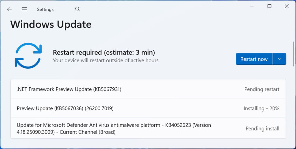 KB5067036 preview update