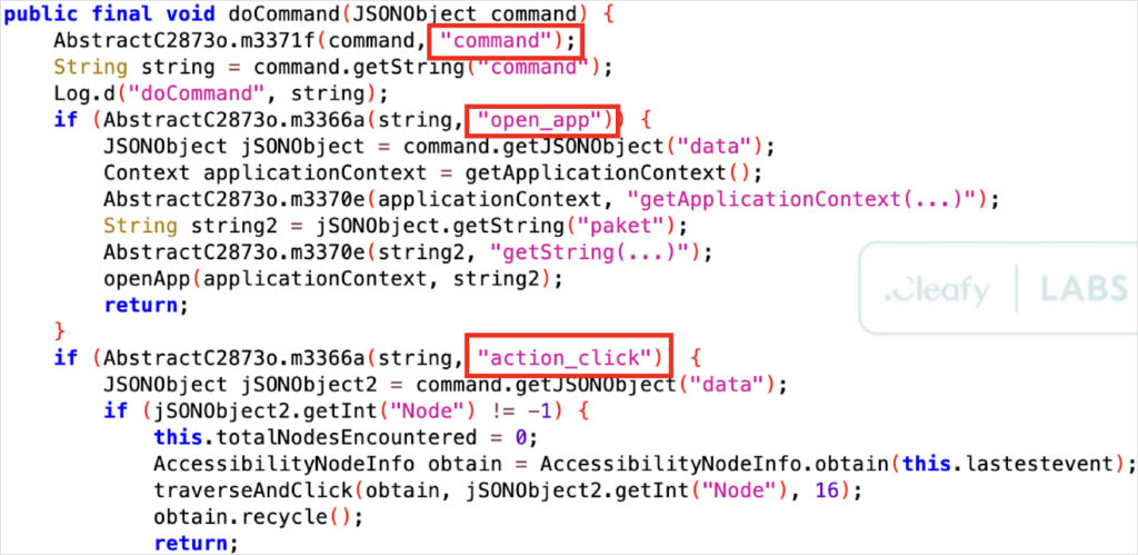 Commands sent by the operators to Klopatra