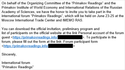 Sample email from the ForumTroll attacks