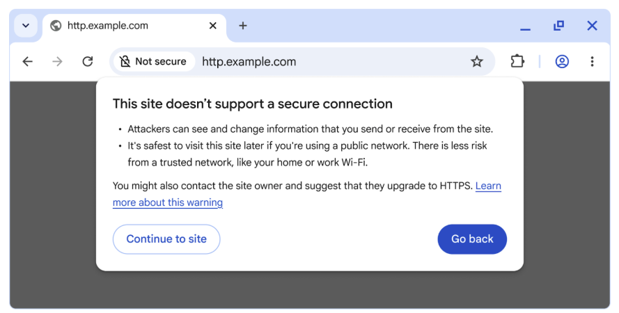 HTTP warning (Google)