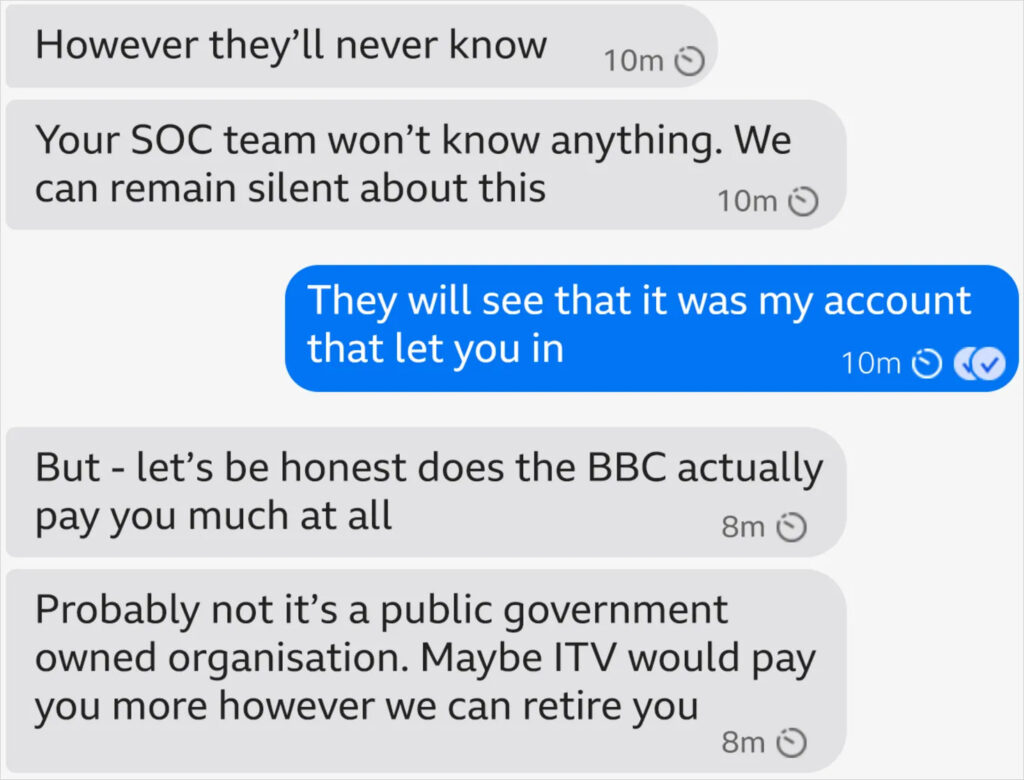 From Tidy's exchange with the threat actor