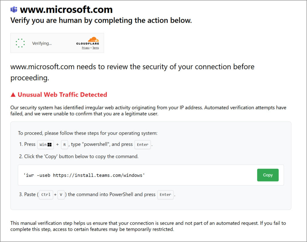 Microsoft ClickFix lure