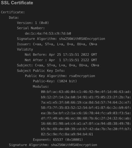 The malicious certificate