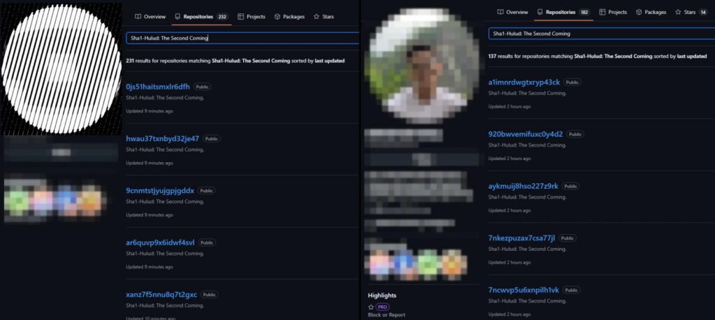 GitHub accounts hosting repos from the Shai-Hulud campaign