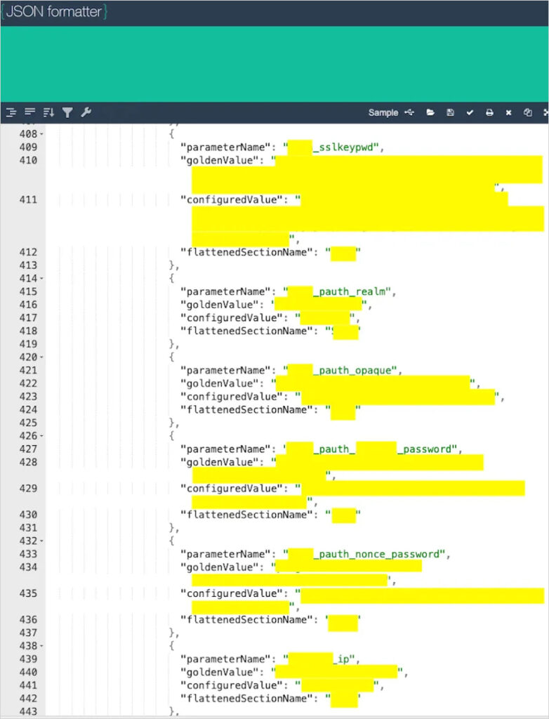 JSON snippet for a cybersecurity company